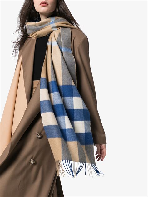 burberry mega check scarf blue|Burberry scarf for women.